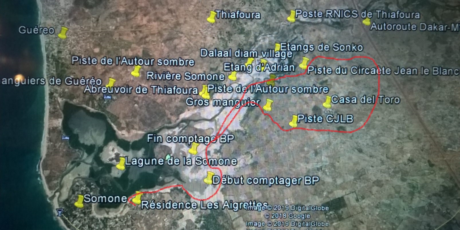 Trajet de la sortie Brousse du 17 Octobre 2018.